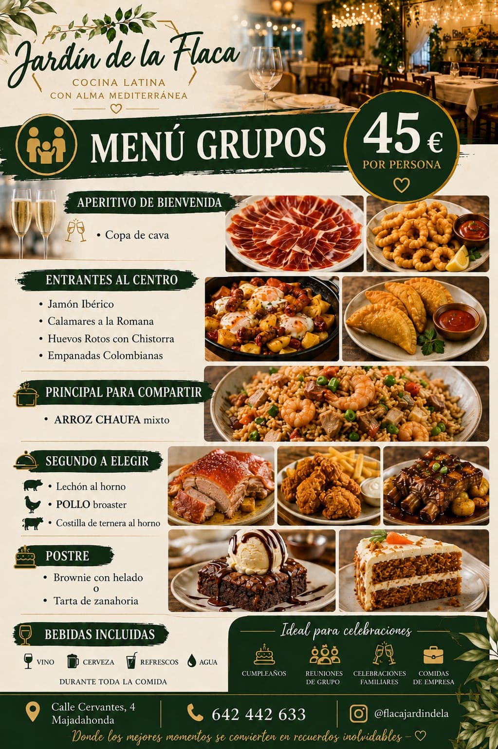 Celebración especial en el restaurante Jardín de la Flaca